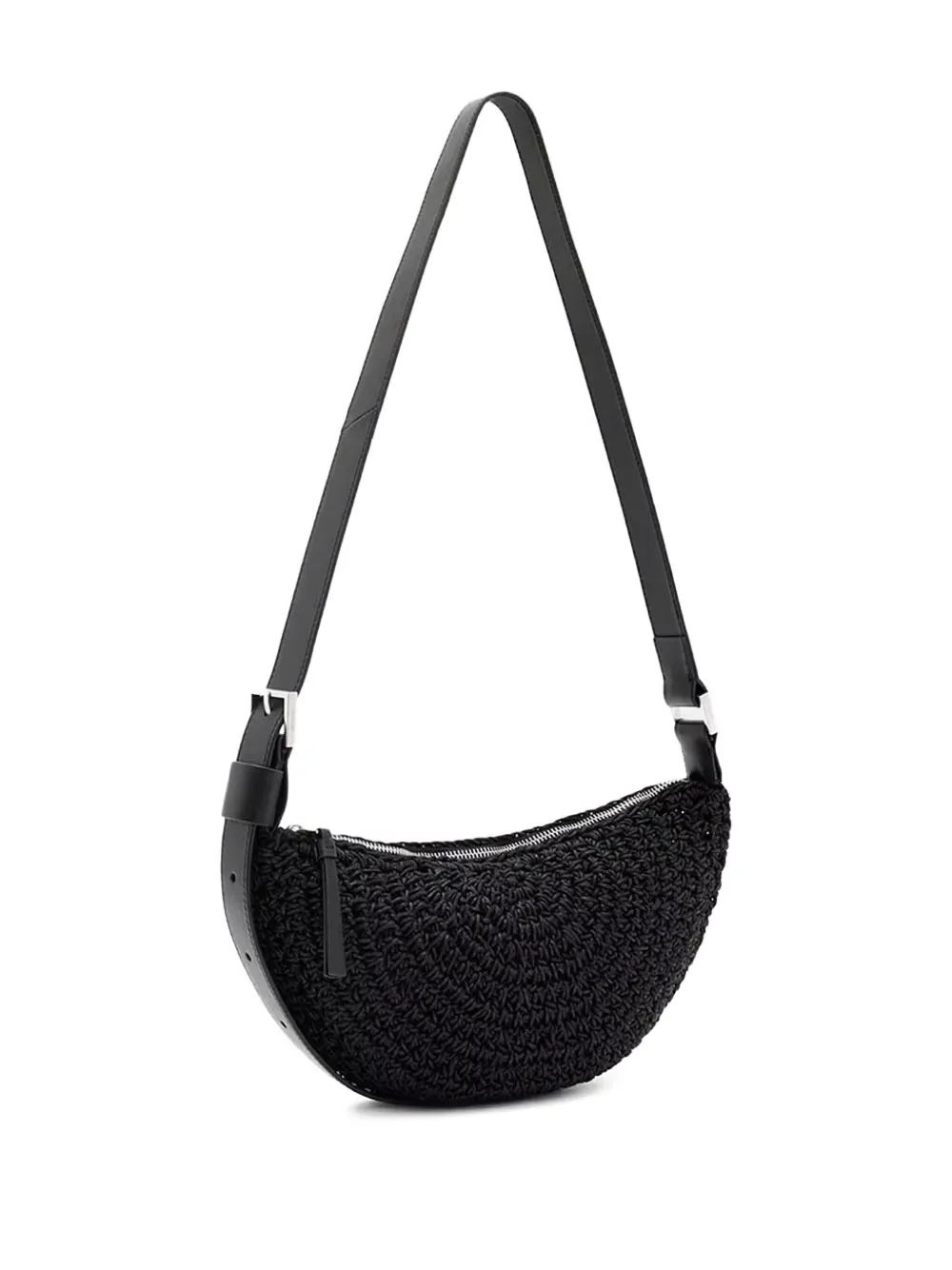 Shop Allsaints Crochet Half-moon Shoulder Bag
