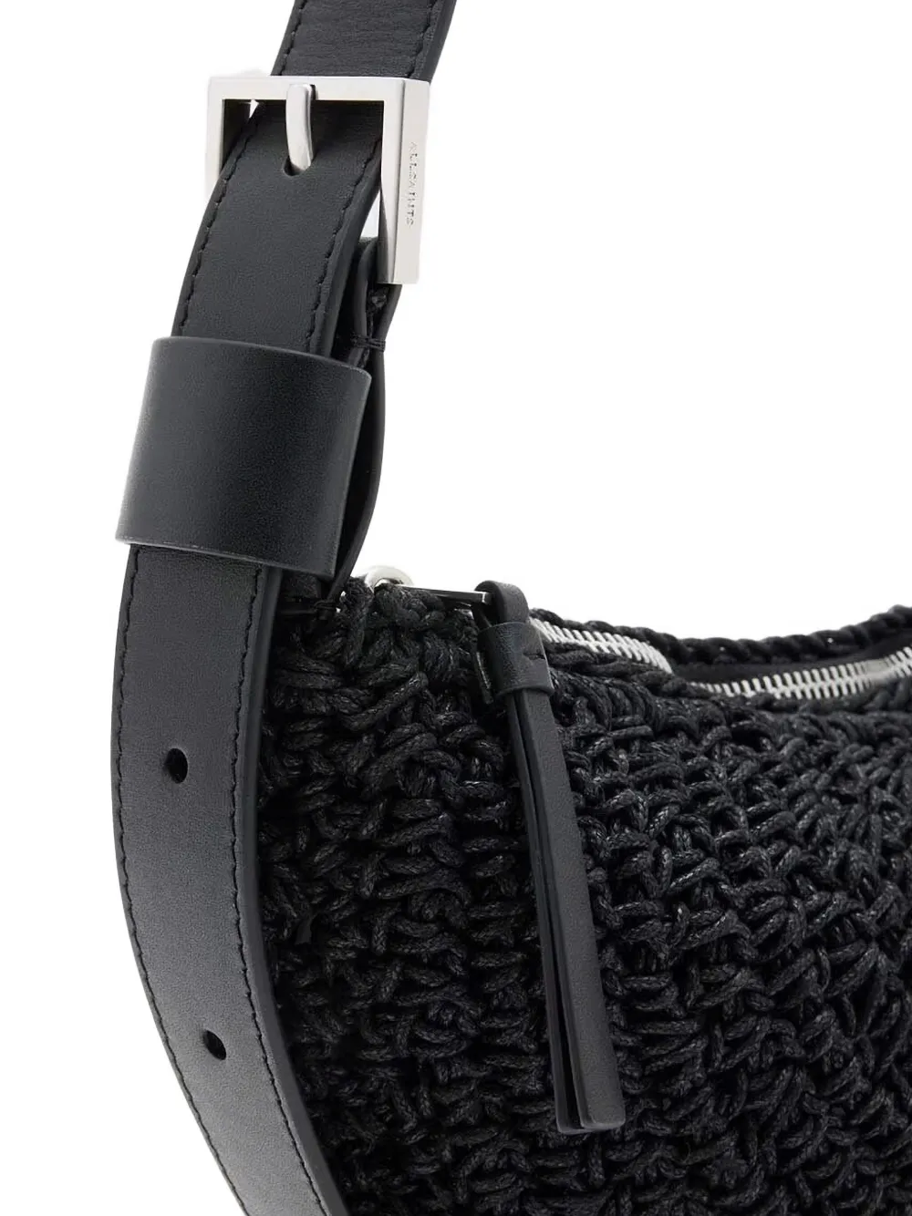 Shop Allsaints Crochet Half-moon Shoulder Bag