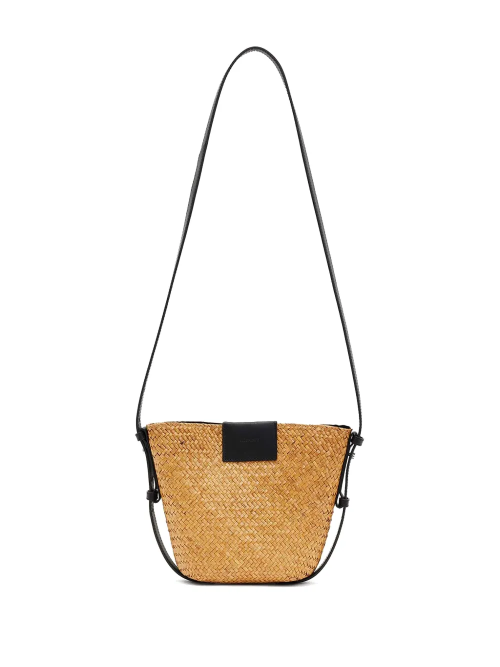 Allsaints Ebro Woven Straw Cross Body Bag In Nude