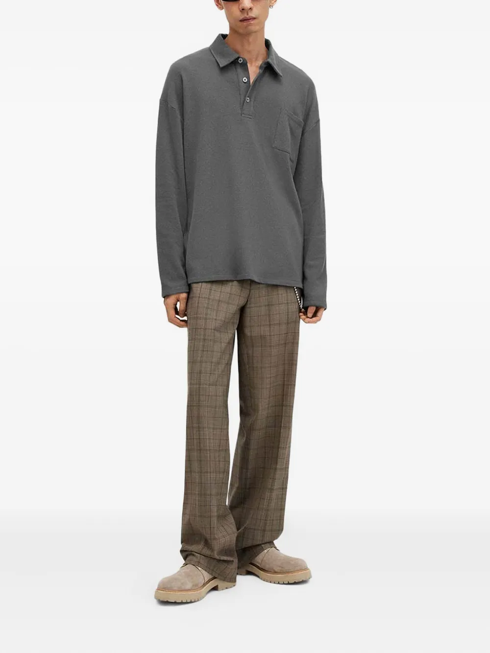 AllSaints Eris long-sleeve polo shirt - Grijs