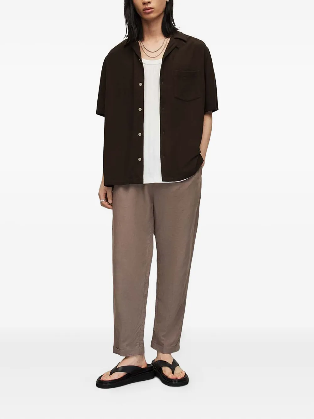 AllSaints Cudi camp-collar shirt - Zwart
