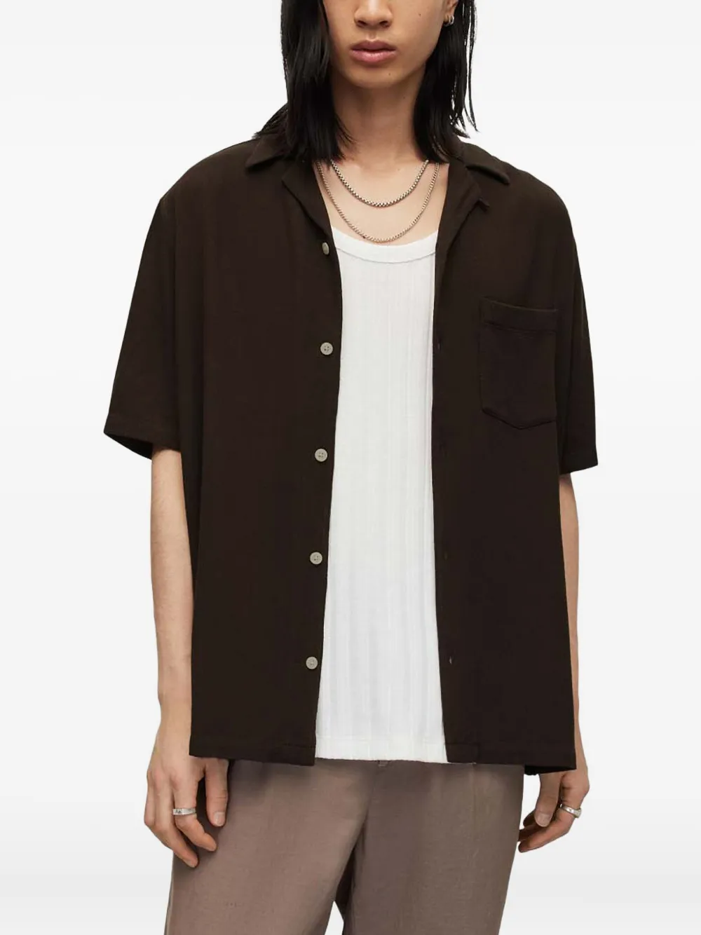AllSaints Cudi キャンプカラーシャツ - ブラック AllSaints Cudi キャンプカラーシャツ - ブラック