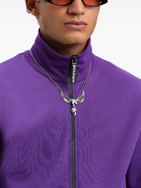 Palm Angels logo-print zip-up Track Jacket | Purple | FARFETCH