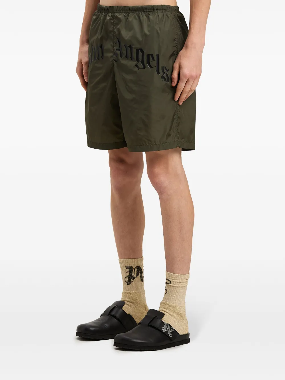 Palm Angels Zwembroek met gewelfd logo Groen