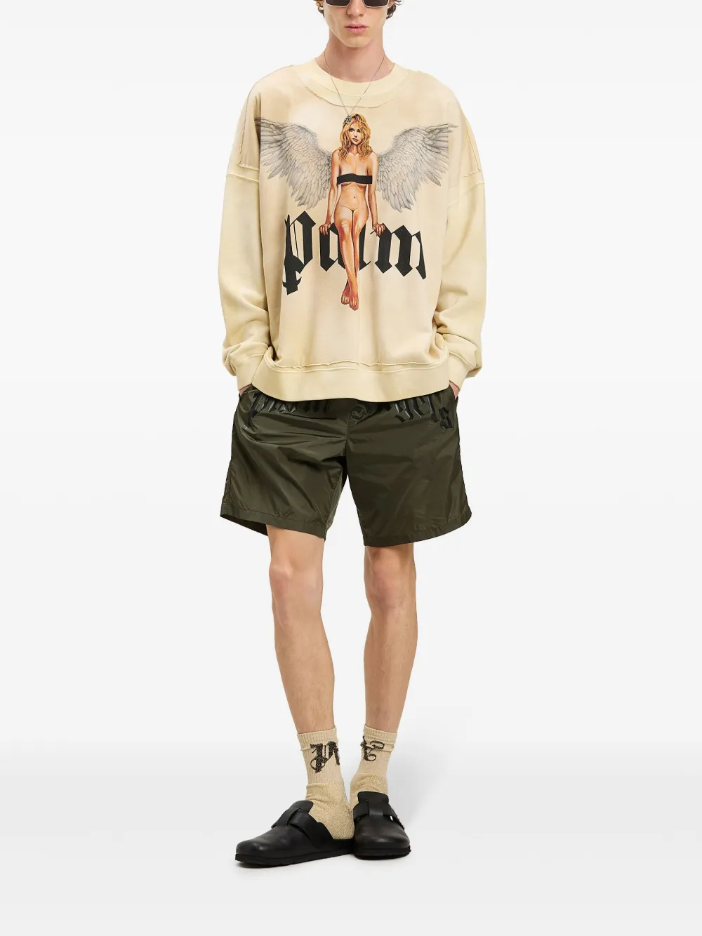 Palm Angels Zwembroek met gewelfd logo Groen