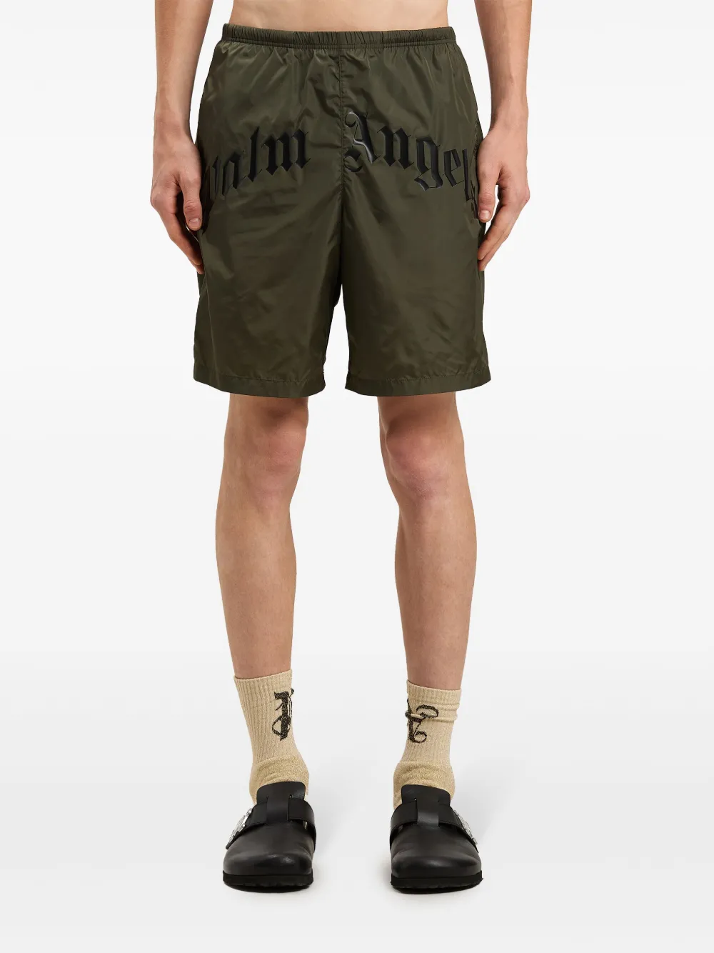 Palm Angels Zwembroek met gewelfd logo Groen