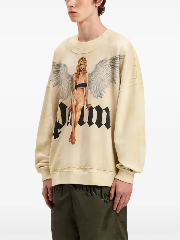 Palm Angels Crystal Pin Up Sweatshirt | Neutrals | FARFETCH PH