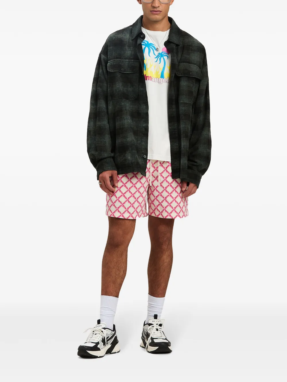 Palm Angels Zwembroek met logo Roze