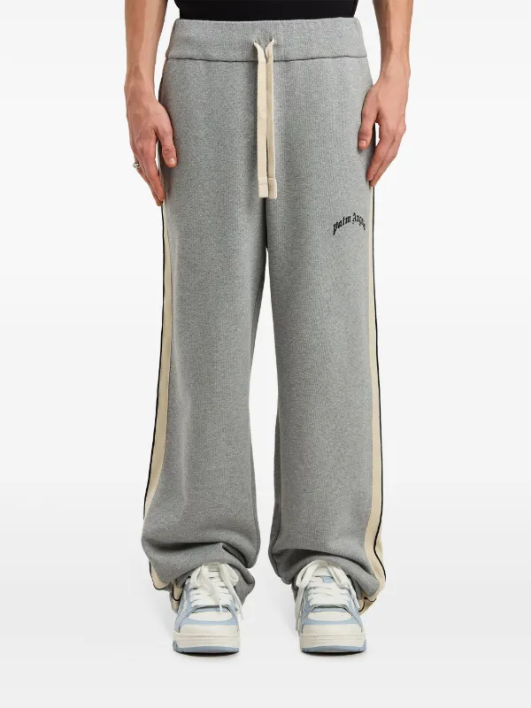 Palm Angels Curved Logo Print Sweatpants | Grey | FARFETCH