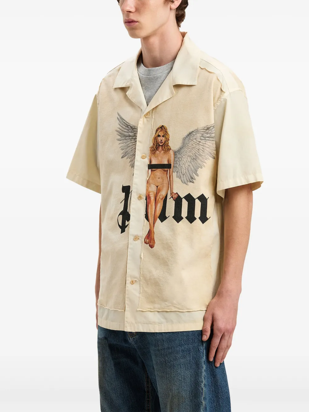 Palm Angels Overhemd met kristallen Beige