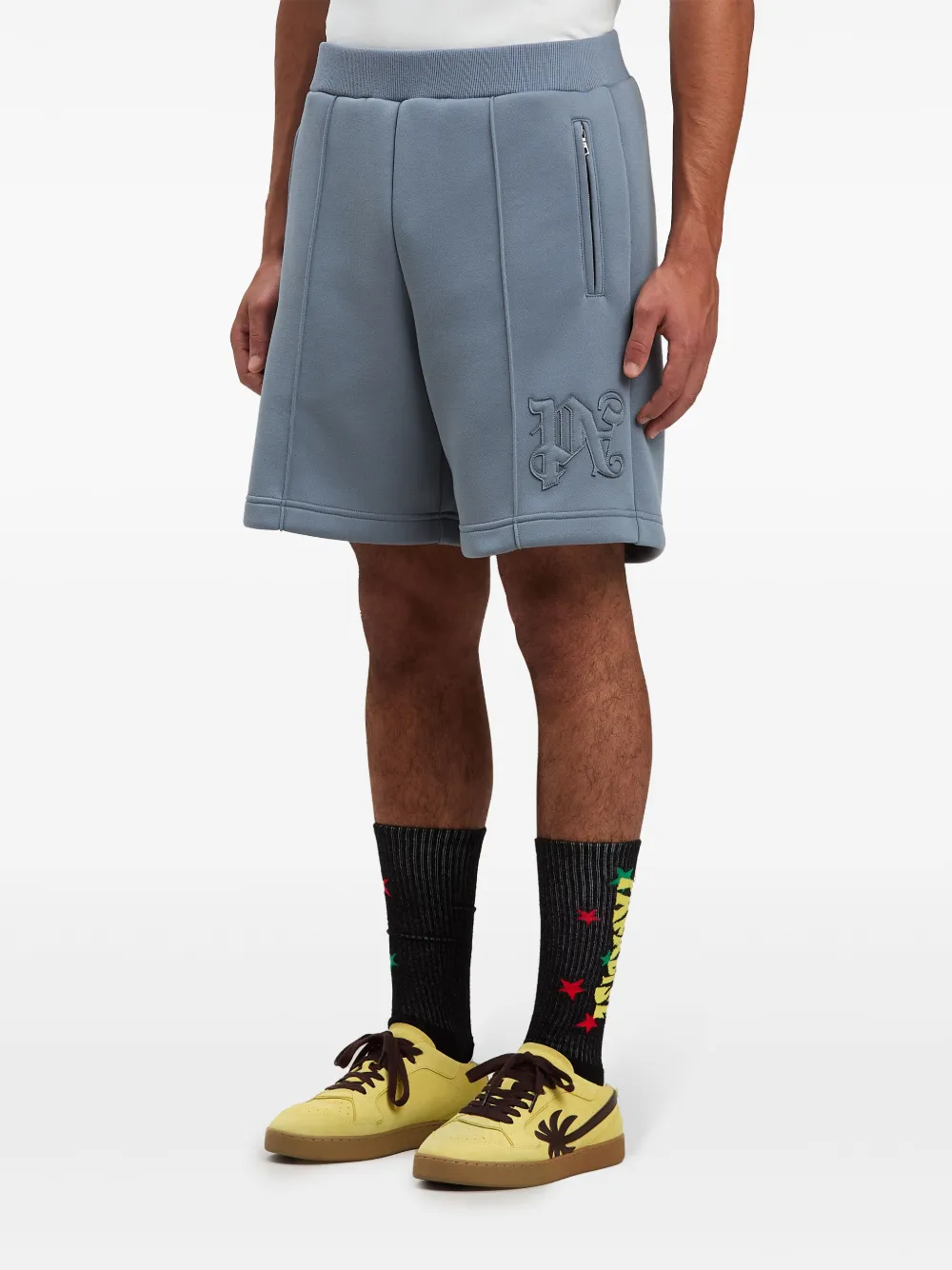 Palm Angels Shorts met monogram Grijs