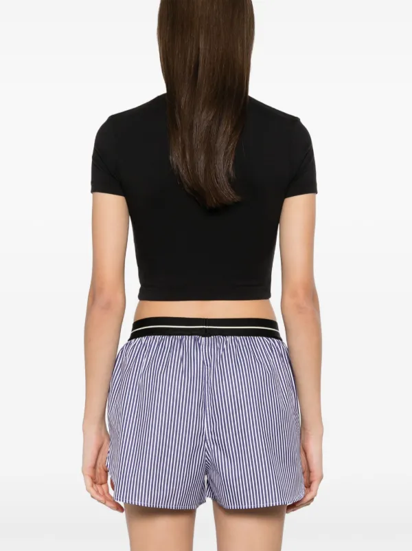 Palm Angels embroidered-logo Cropped T-shirt | Black | FARFETCH