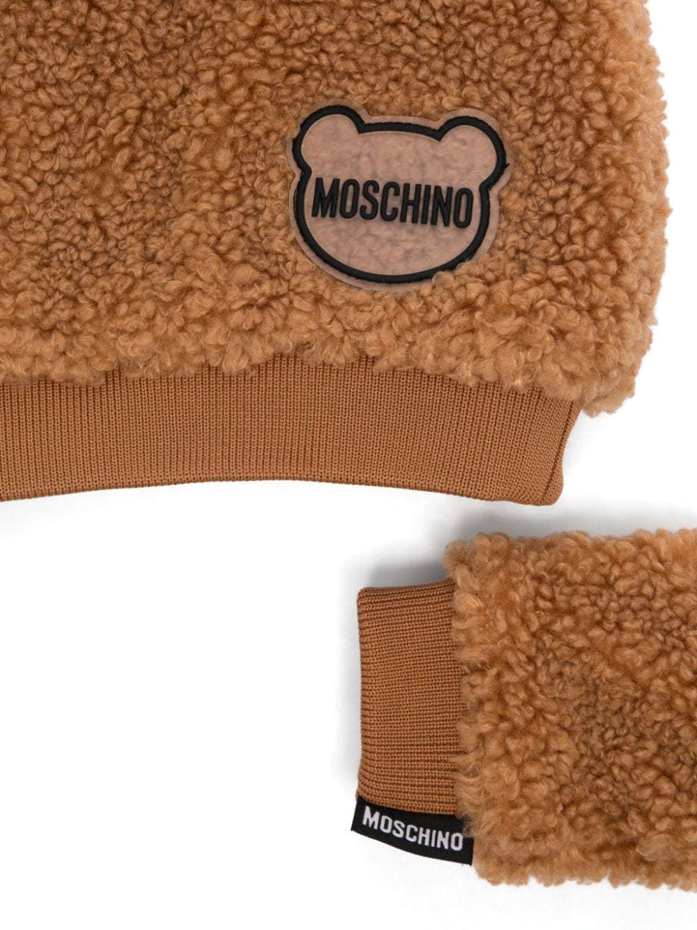 Moschino Kids faux-shearling hat set - Bruin