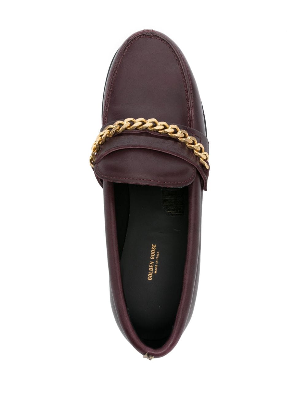 Shop Golden Goose Chain-link Leather Loafers In Red