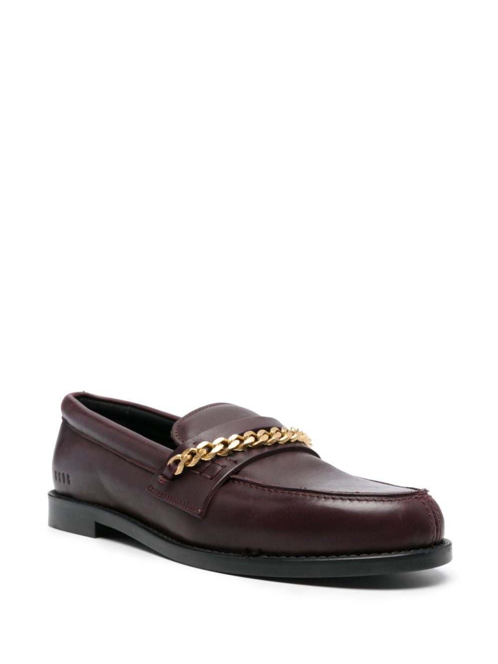 Shop Golden Goose Chain-link Leather Loafers In Red