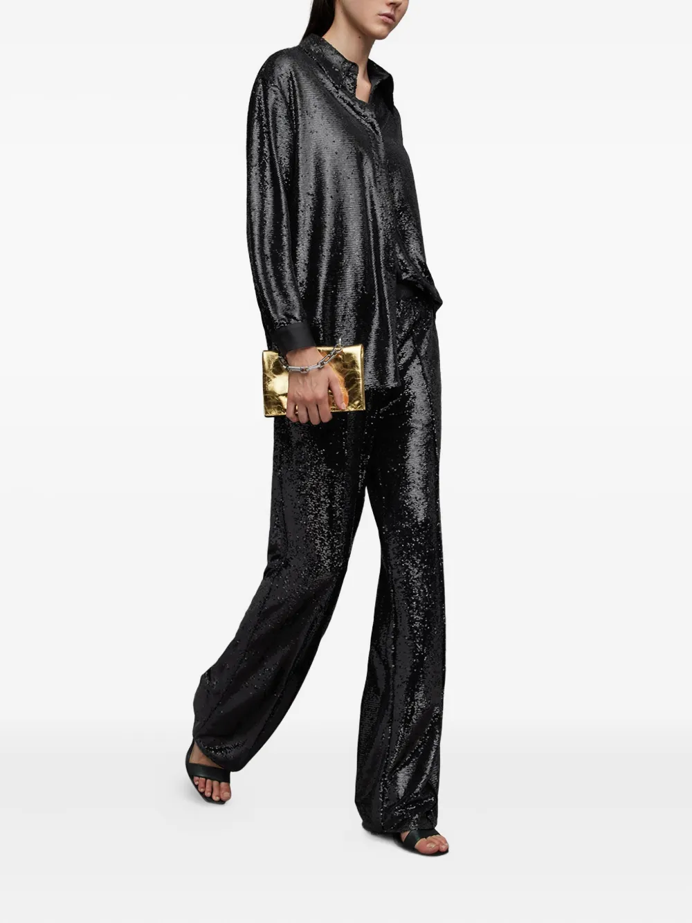 AllSaints Charli sequin-embellished shirt - Zwart