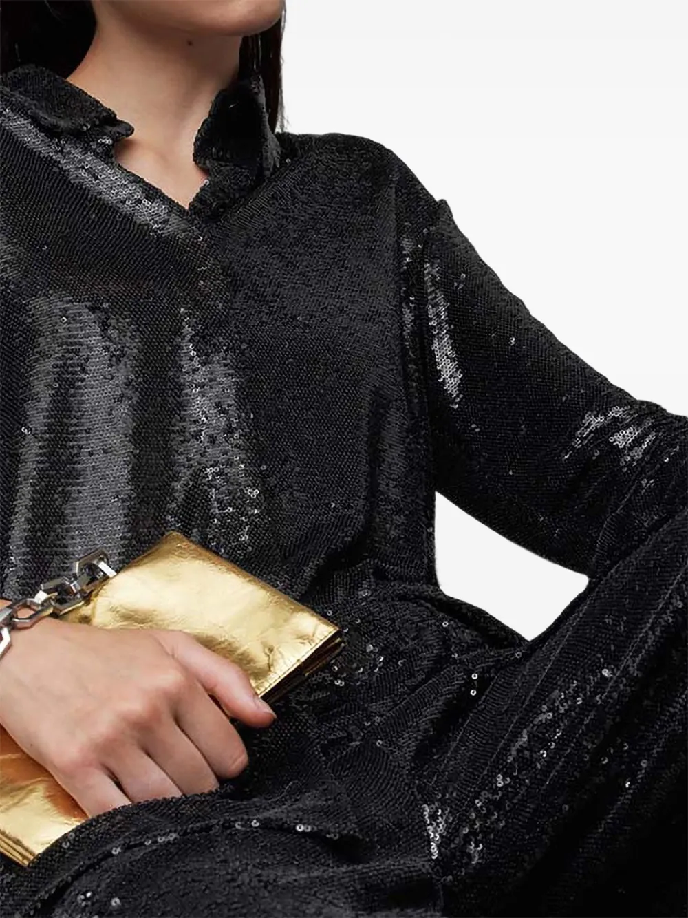 Allsaints Charli Sequin-embellished Shirt In Black