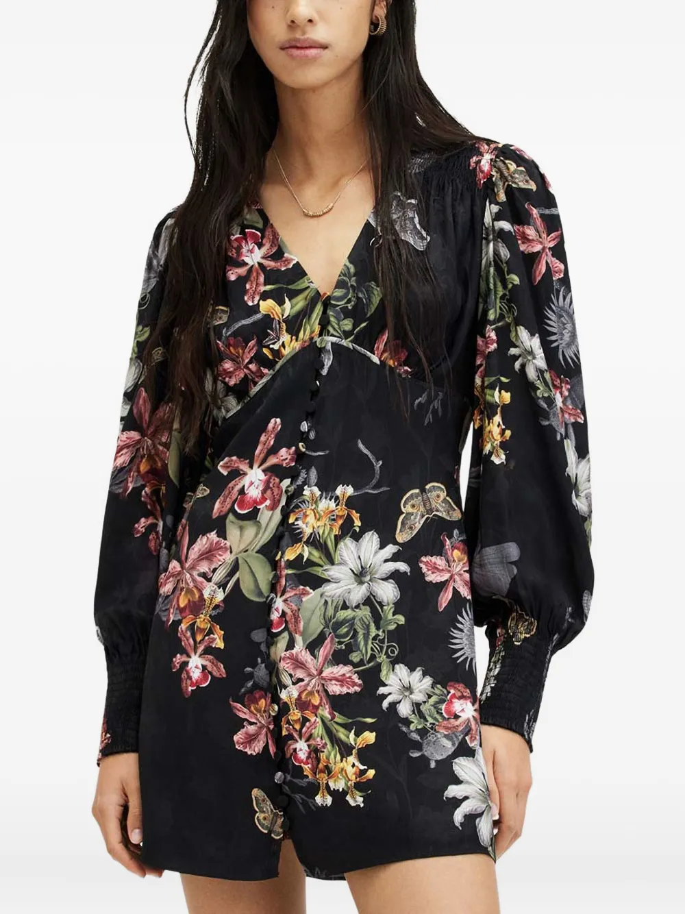 AllSaints Auden フローラル ドレス - ブラック AllSaints Auden フローラル ドレス - ブラック