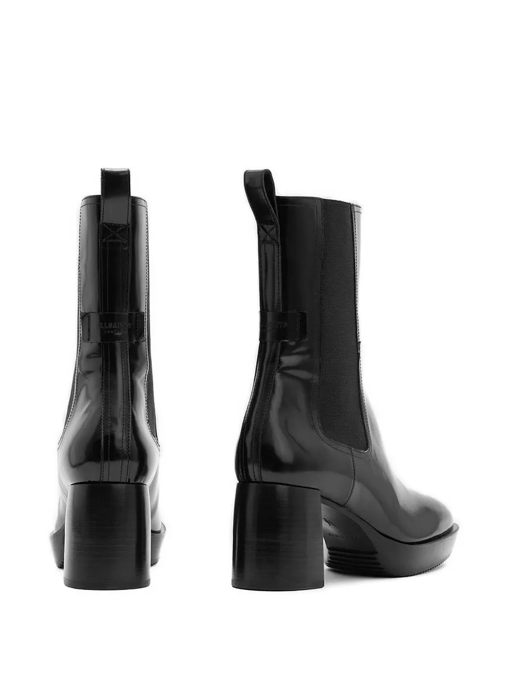 Allsaints Lottie Platform Block-heel Boots In Black