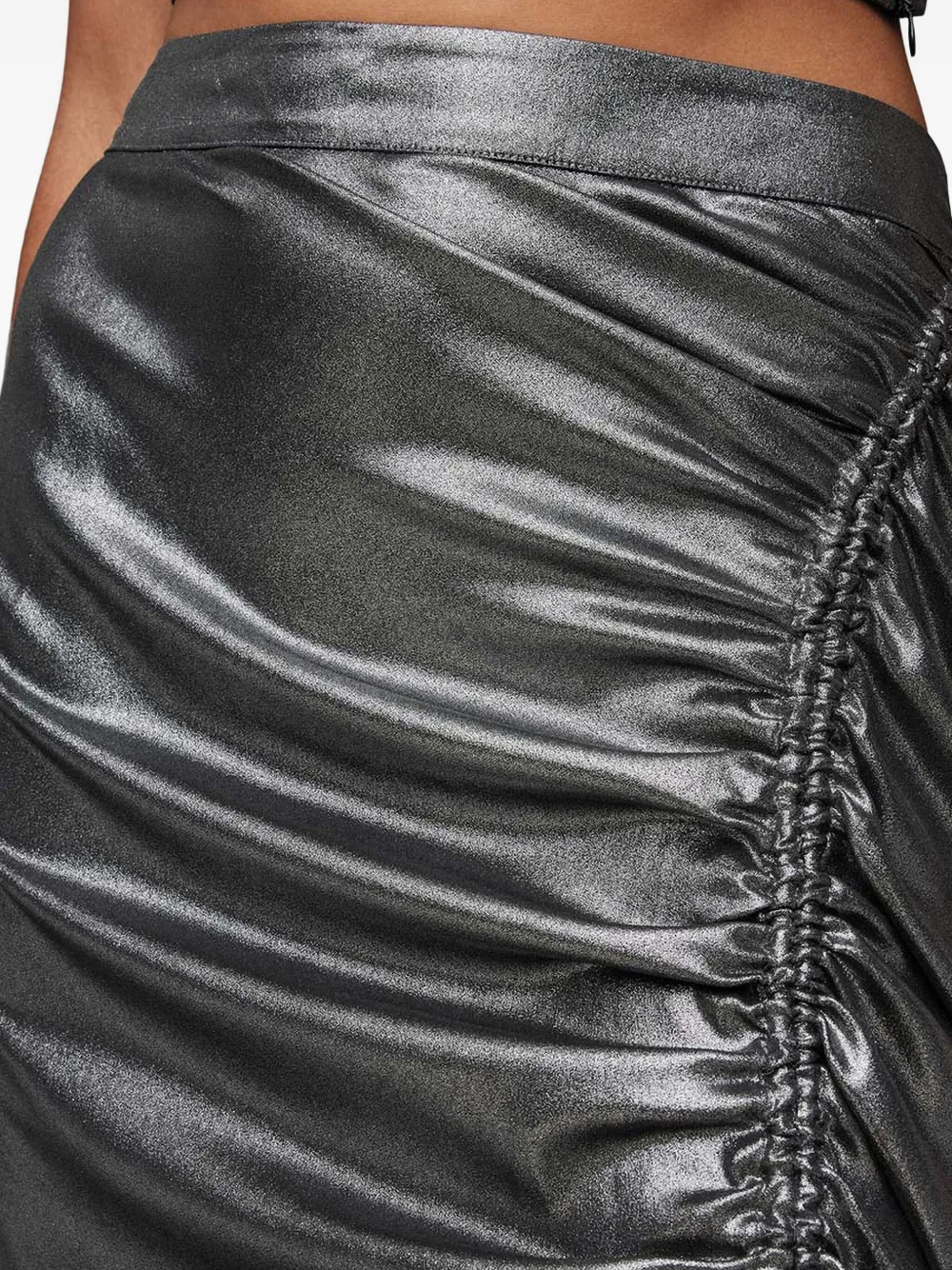 Allsaints Carla Gathered Metallic Midi Skirt In Gray