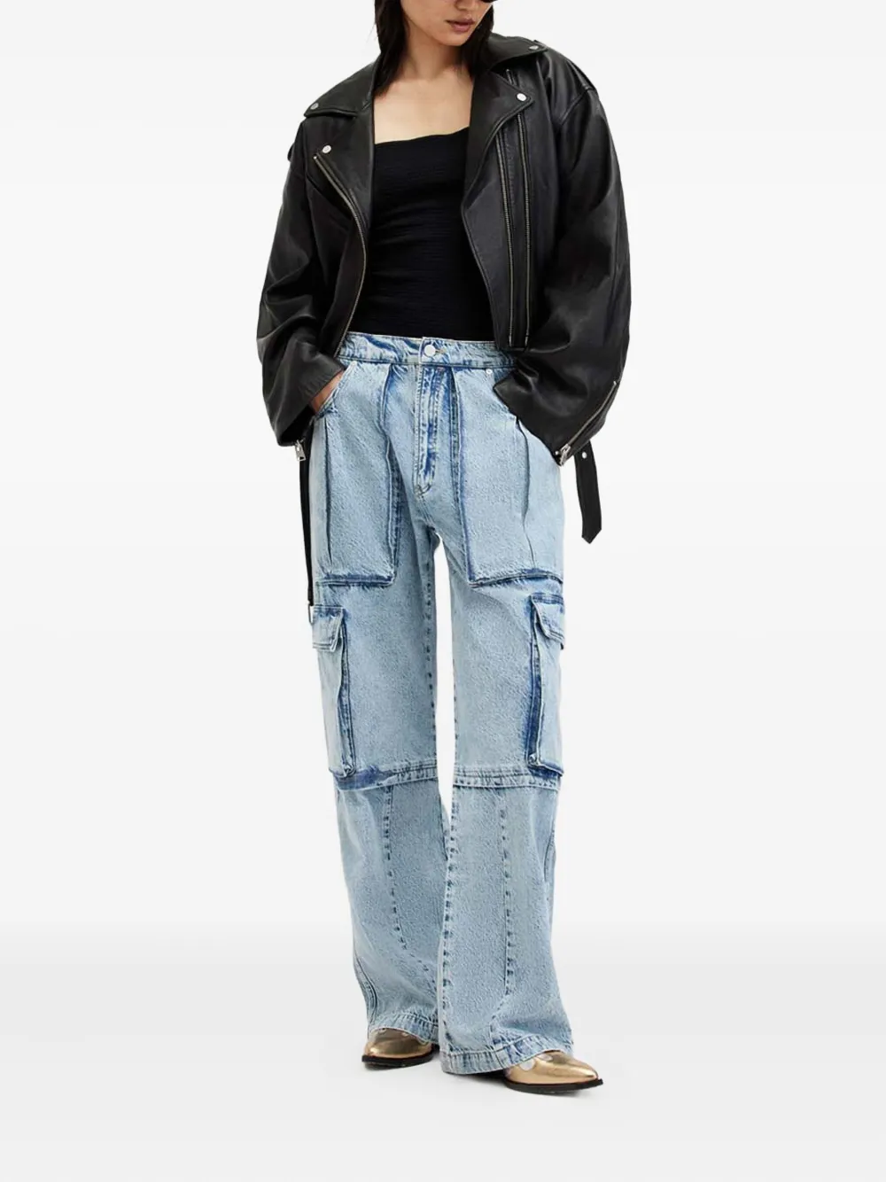 AllSaints Jeans met cargo zak - Blauw