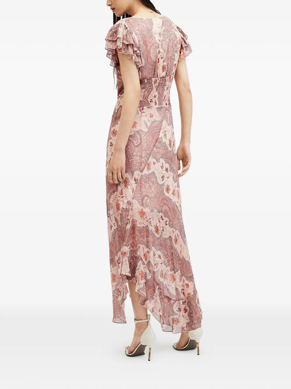 Brea Ruffled Paisley Midi Dress
