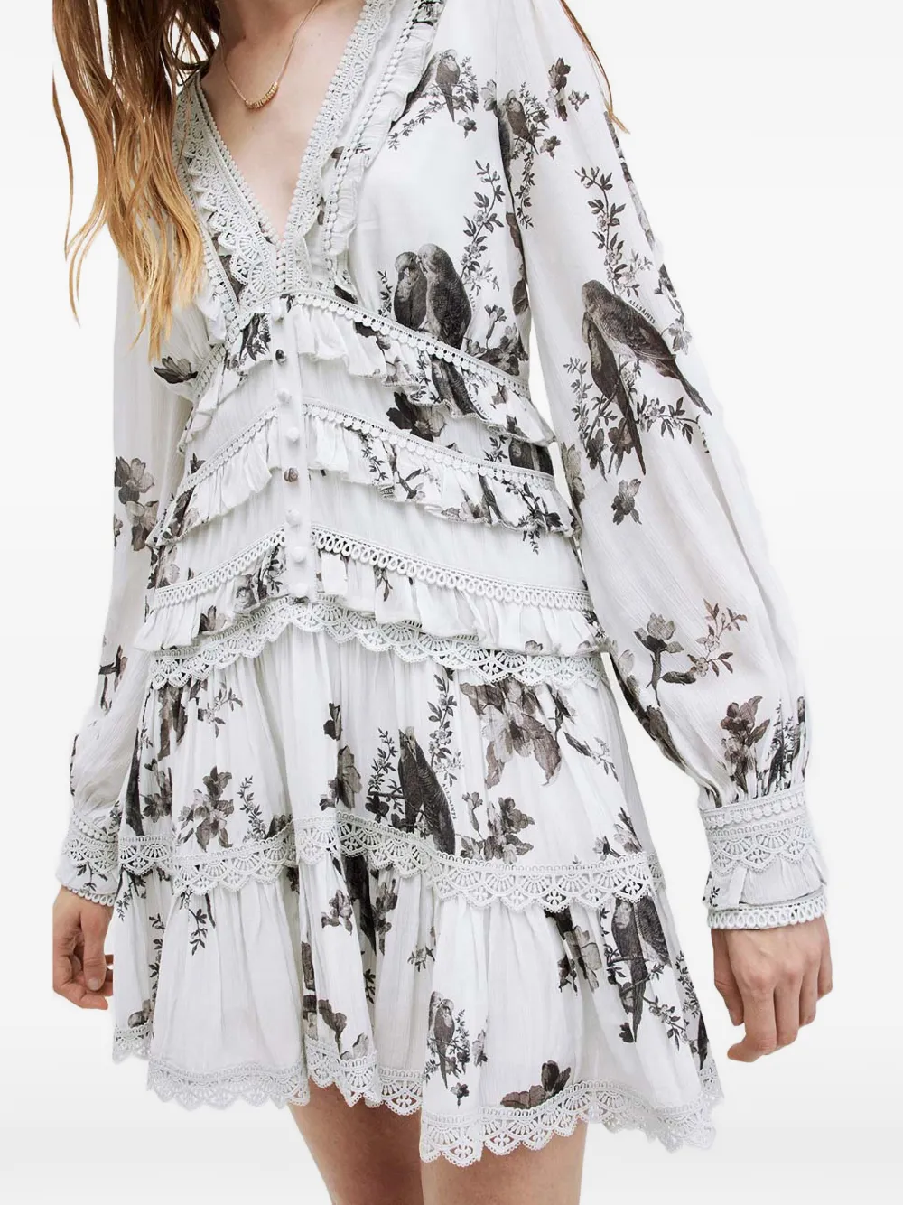 Allsaints Zora Iona Floral-detail Mini Dress In Multi