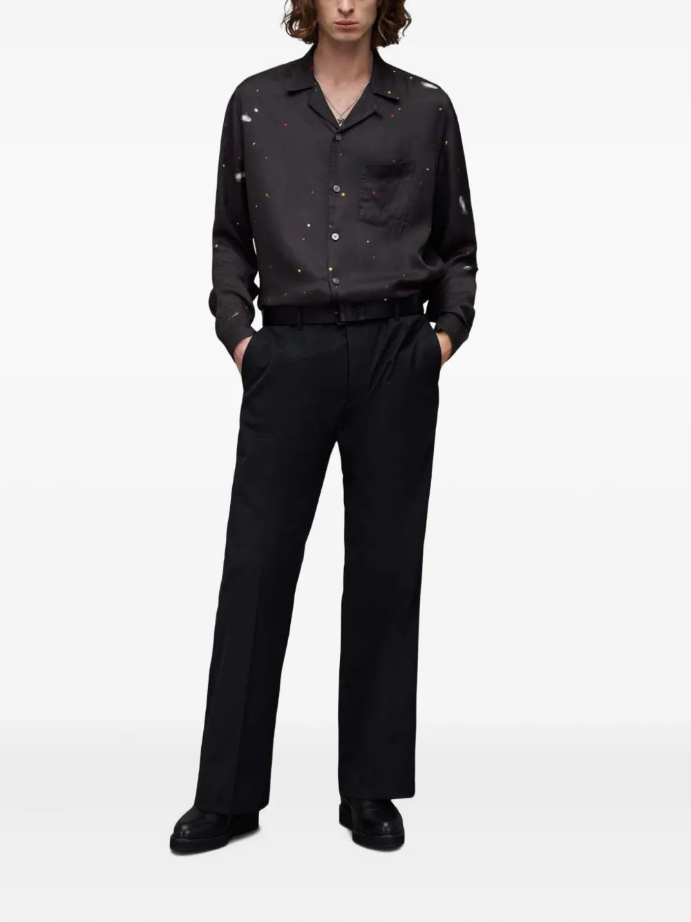 AllSaints Galaxy space-print shirt - Zwart