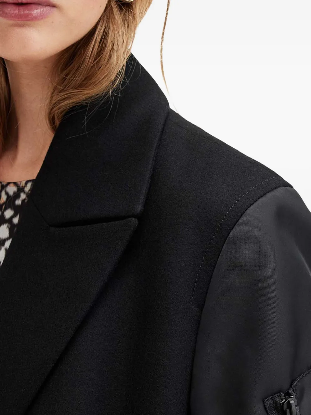 Allsaints Paulah Wool Blend Double Breasted Coat In Black