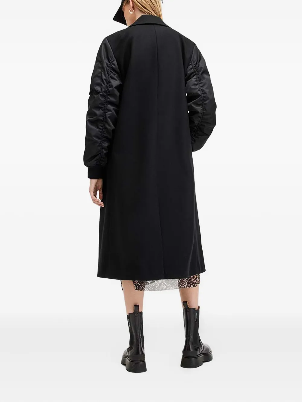 Allsaints Paulah Wool Blend Double Breasted Coat In Black