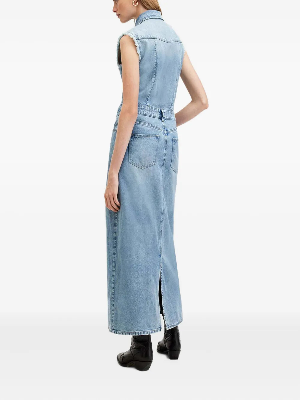 Allsaints Blair Frayed Denim Shirt Dress In Blue