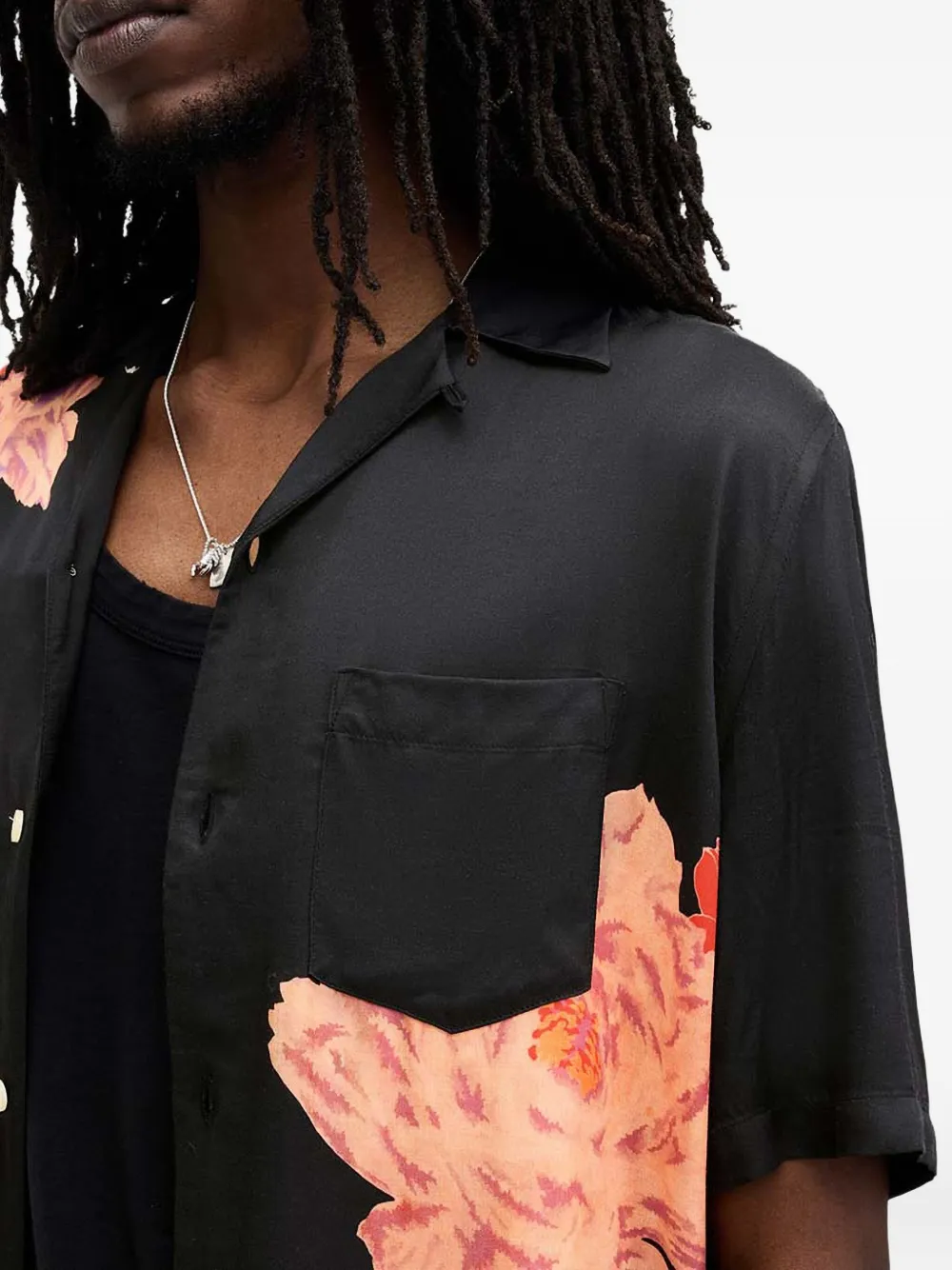 AllSaints Overhemd met bloemenprint en korte mouwen Zwart