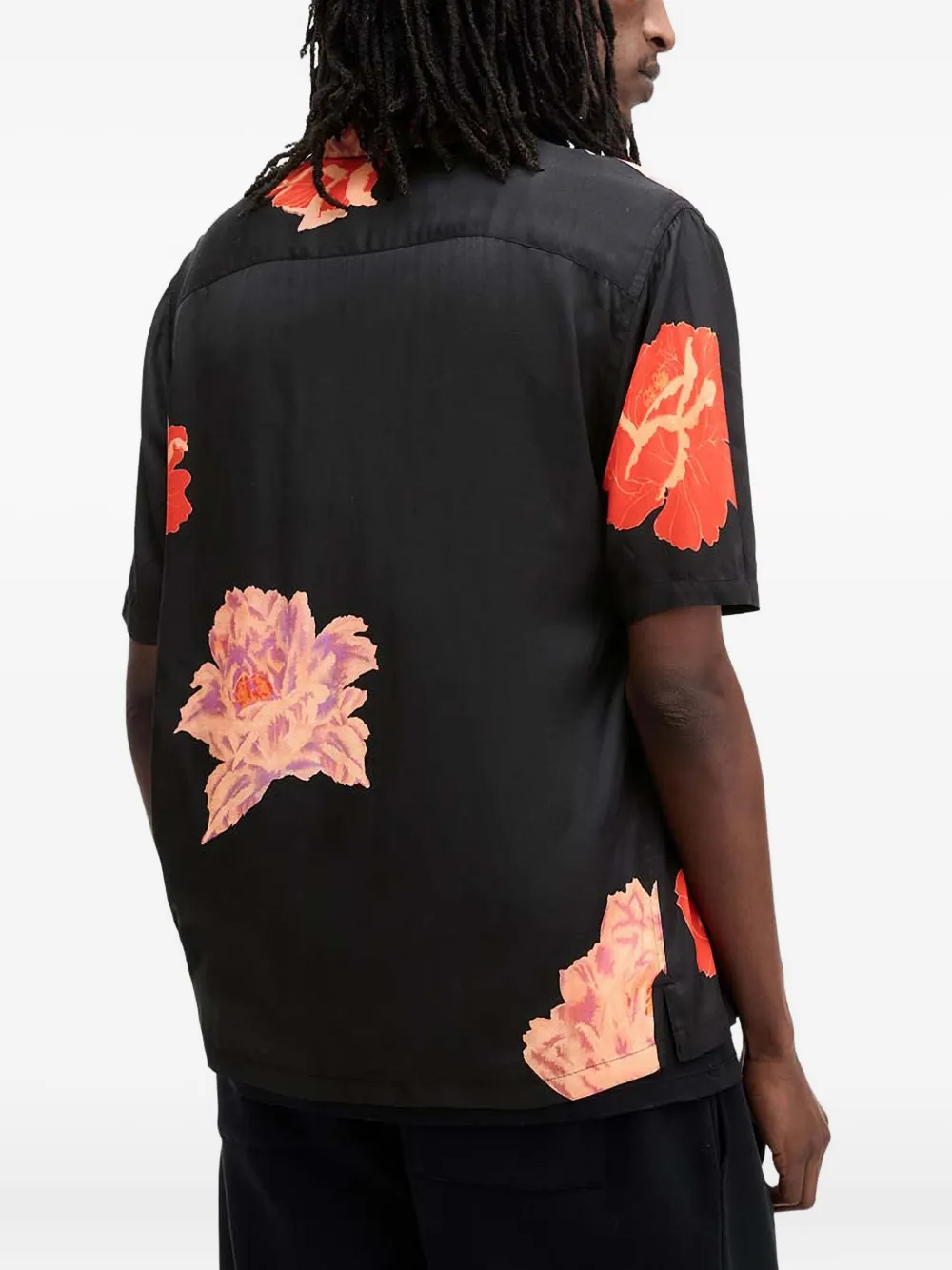 AllSaints Overhemd met bloemenprint en korte mouwen Zwart