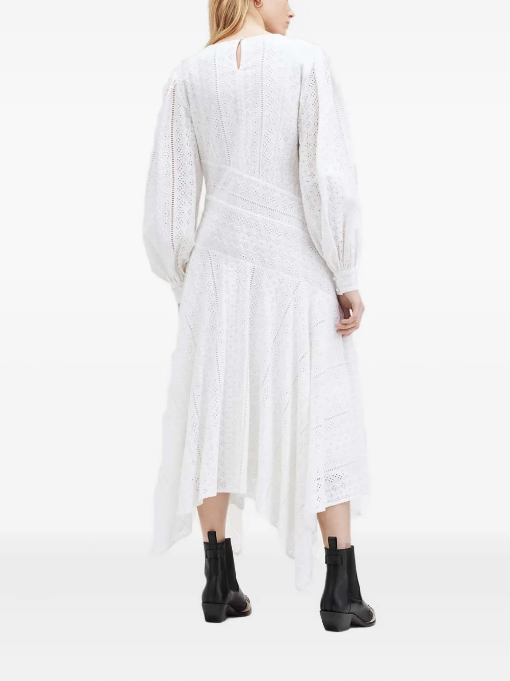 AllSaints Aviana eyelet-embroidered asymmetric dress - Wit