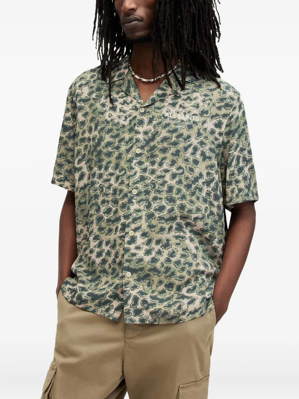 AllSaints Underground レオパード シャツ - グリーン AllSaints Underground レオパード シャツ - グリーン