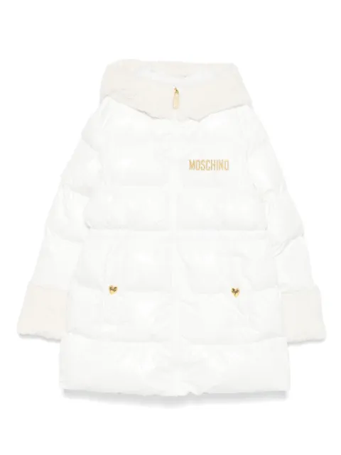 Moschino Kids logo-embroidered coat