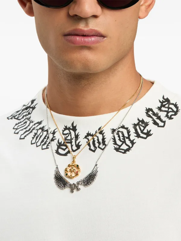 Tシャツ・カットソー Palm Angels FW25 LOS ANGELES TIMES (PMAA109F25JER004 1084) Palm Angels Black PA x LA Times Logo T-Shirt | Fashion Clinic