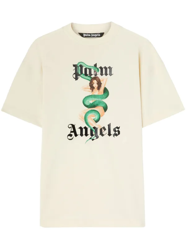Tシャツ・カットソー Palm Angels Beige Cotton T-Shirt Palm Angels Seasonal Logo T-shirt | Brown | FARFETCH