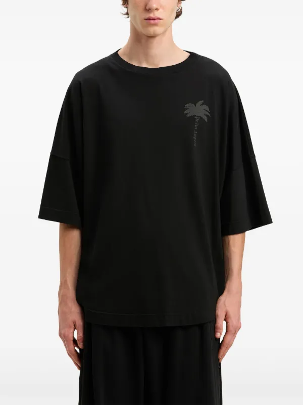 値下げしました！palm Angels 黒 長袖カットソー Palm Angels logo-print Cotton Sweatshirt | Black | FARFETCH
