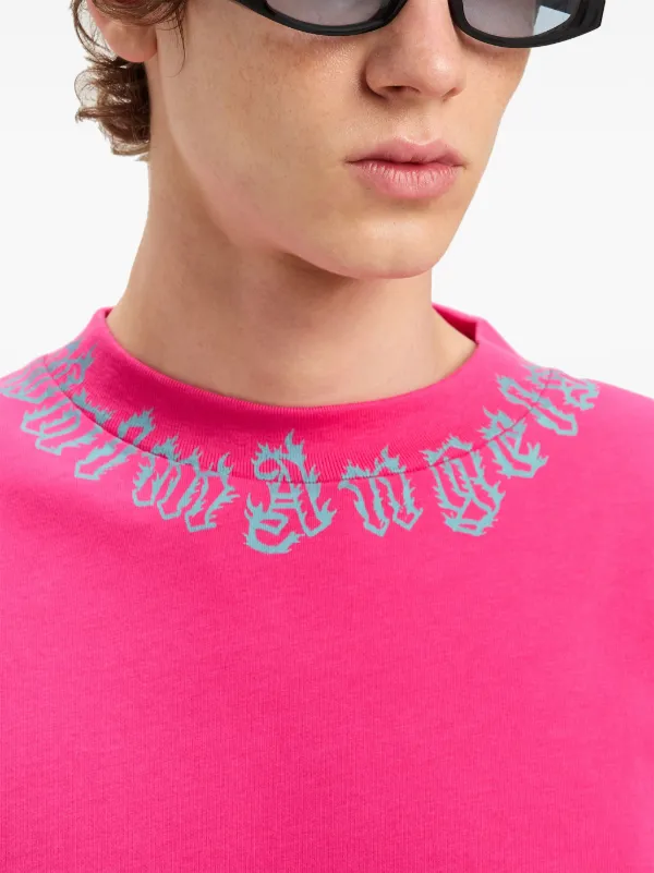 Palm Angels neck-logo T-shirt | Pink | FARFETCH