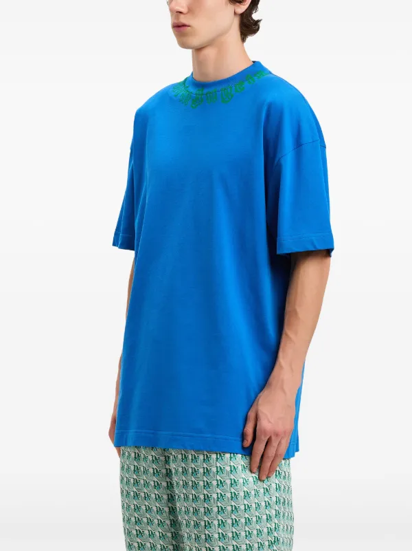 Palm Angels neck-logo T-shirt | Blue | FARFETCH