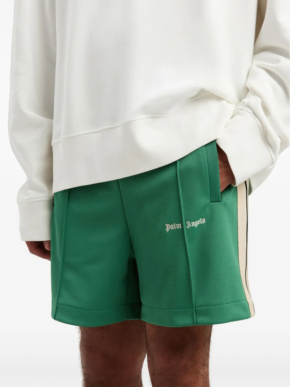 Palm Angels ロゴ ショートパンツ | グリーン | FARFETCH JP