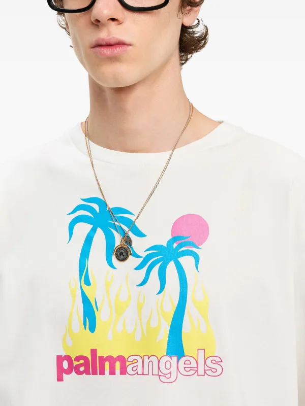 Palm Angels Burning Oasis Tシャツ | ホワイト | FARFETCH JP