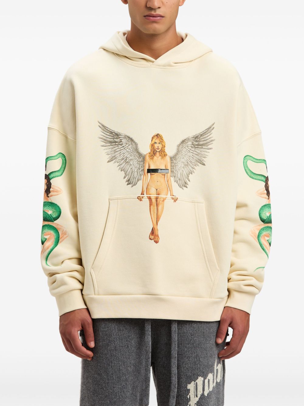 Palm Angels Hoodie met print Beige