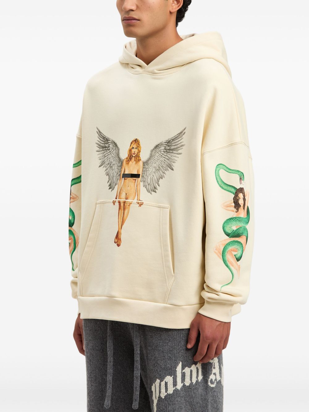 Palm Angels Hoodie met print Beige