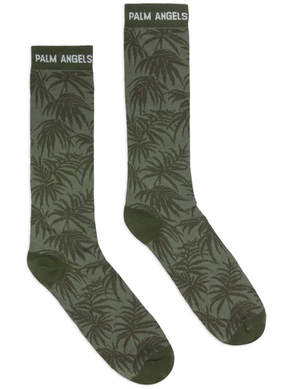 Palm Angels palm-tree-jacquard socks - Green