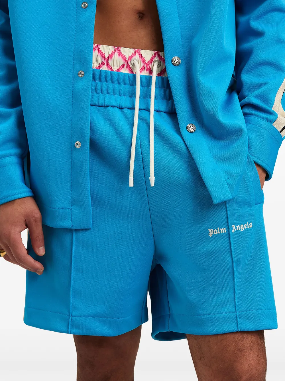 Palm Angels logo-print Track Shorts | Blue | FARFETCH Palm Angels logo-print Track Shorts | Blue | FARFETCH