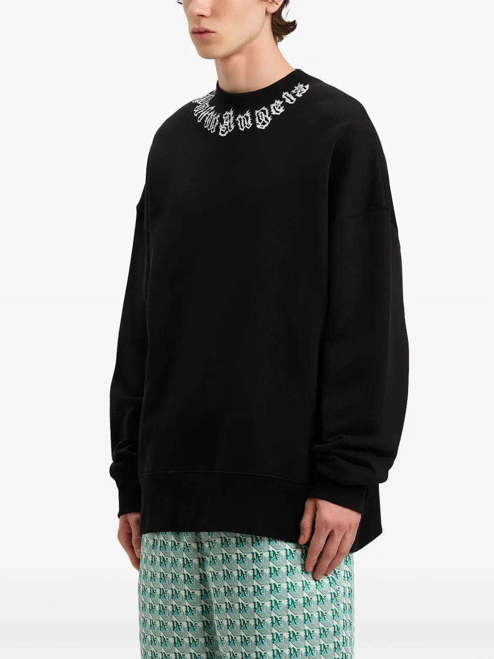 Palm Angels Katoenen sweater met logoprint Zwart
