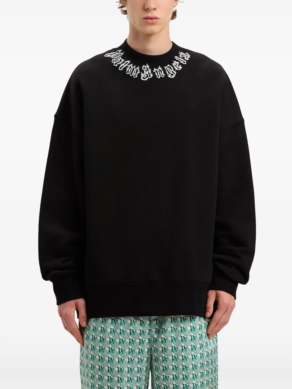 Palm Angels Katoenen sweater met logoprint Zwart