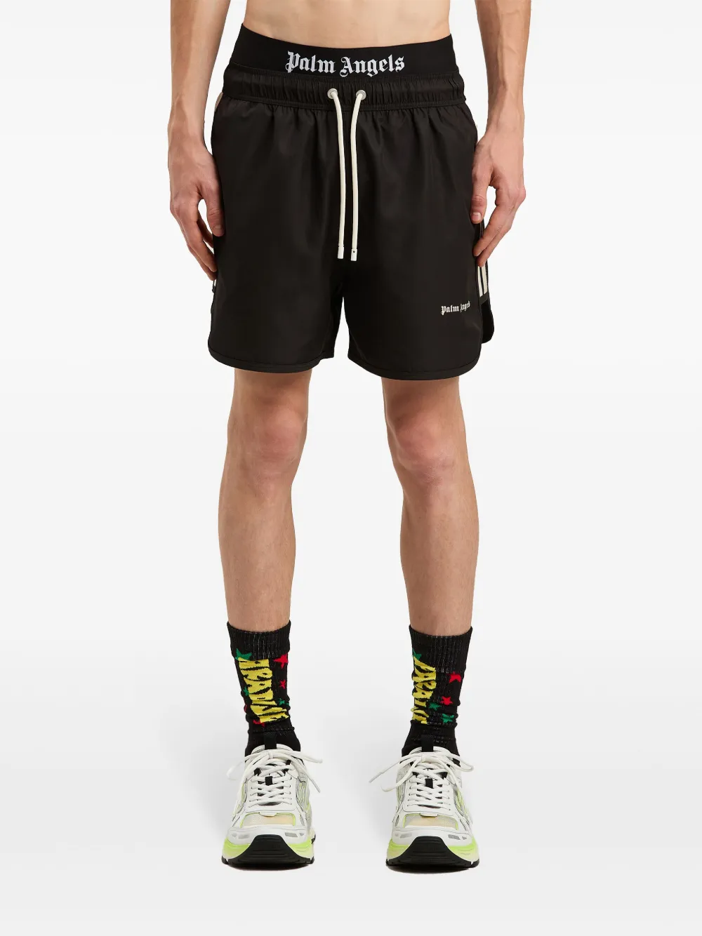 Palm Angels Zwembroek met logo Zwart